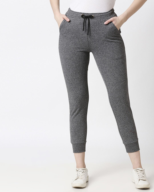 womens plain black joggers