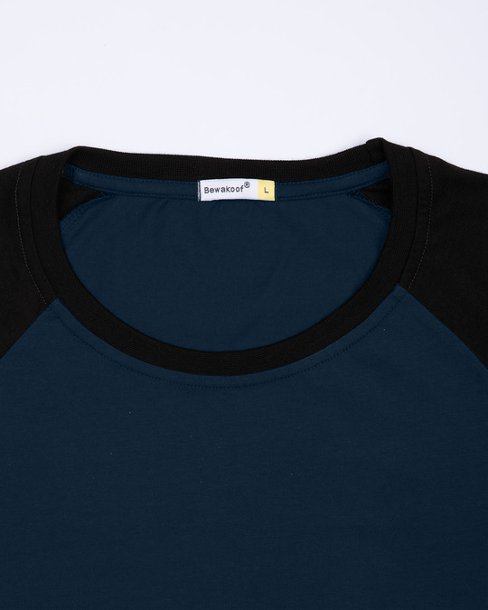 Shop Blue & Black Full Sleeve Raglan T-Shirt