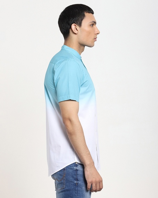 Shop Blue Dip Dye Half Sleeve Shirt-Back