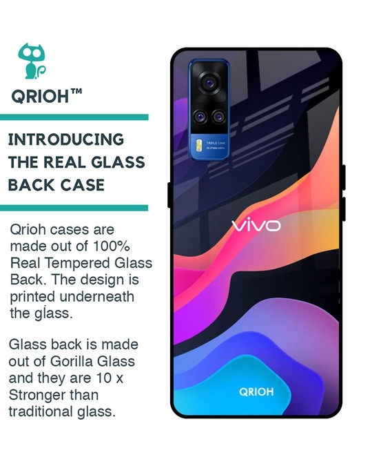 Shop Fluid Printed Premium Glass Cover for Vivo Y51 2020 (Shock Proof, Lightweight)-Back