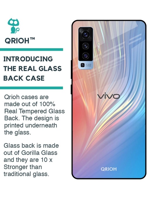 Shop Mystic Aurora Printed Premium Glass Cover for Vivo X50 (Shock Proof, Lightweight)-Back