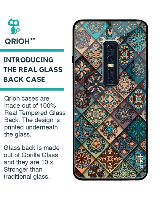 Shop Retro Art Printed Premium Glass Cover for Vivo V17 Pro (Shock Proof, Lightweight)-Back