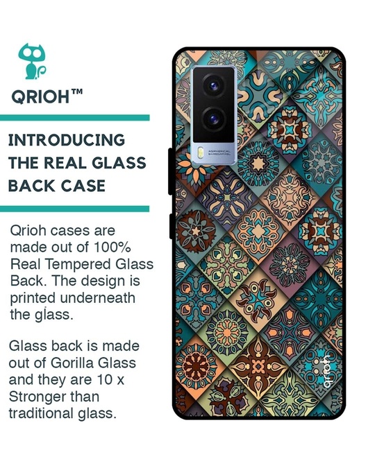 Shop Retro Art Printed Premium Glass Cover for Vivo V21e (Shock Proof, Lightweight)-Back