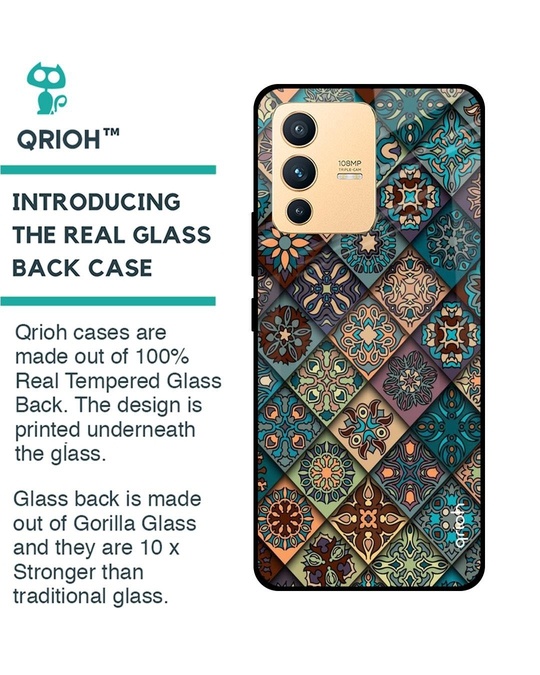 Shop Retro Art Printed Premium Glass Cover for Vivo V23 Pro 5G (Shock Proof, Lightweight)-Back