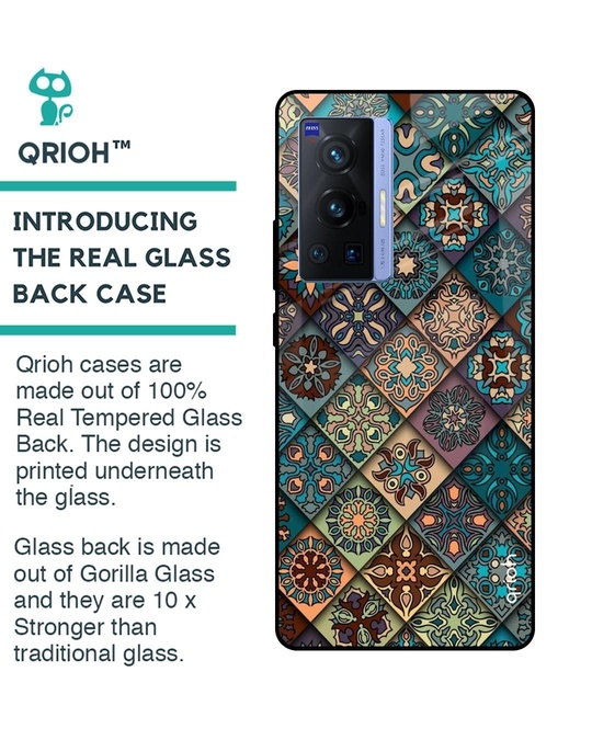 Shop Retro Art Printed Premium Glass Cover for Vivo X70 Pro (Shock Proof, Lightweight)-Back