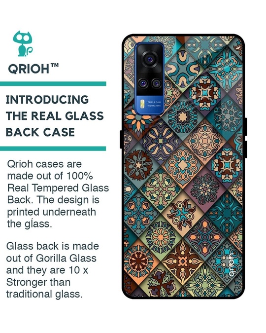 Shop Retro Art Printed Premium Glass Cover for Vivo Y51 2020 (Shock Proof, Lightweight)-Back