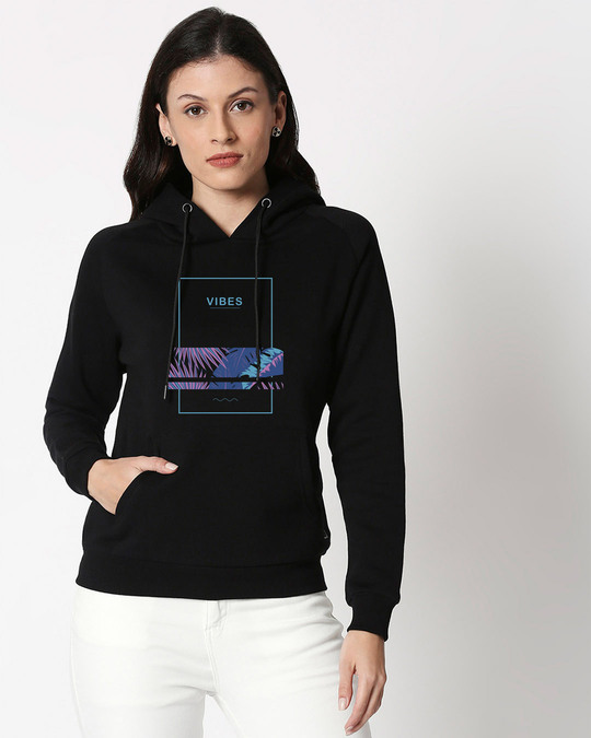 Shop Blue Vibes Sweatshirt Hoodie Black-Front