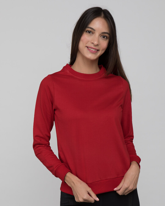 Shop Bold Red Fleece Light Sweatshirt-Front