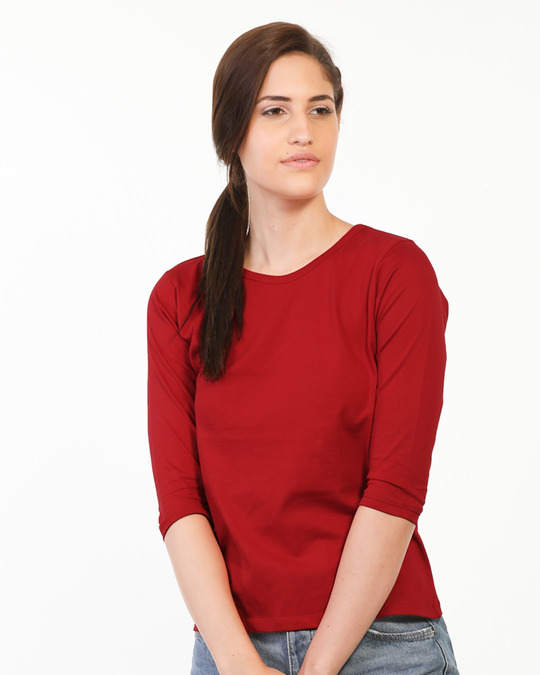 Download Bold Red women's 3/4th sleeve tshirt online india ...
