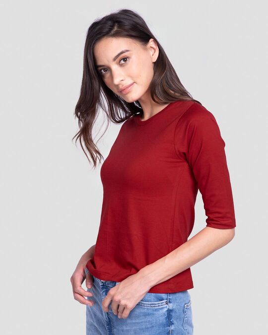 red crew neck t shirt womens