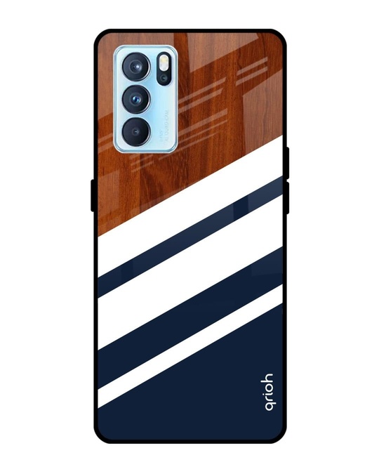 Shop Bold Stripes Printed Premium Glass Cover for Oppo Reno 6 5G (Shock Proof, Lightweight)-Front
