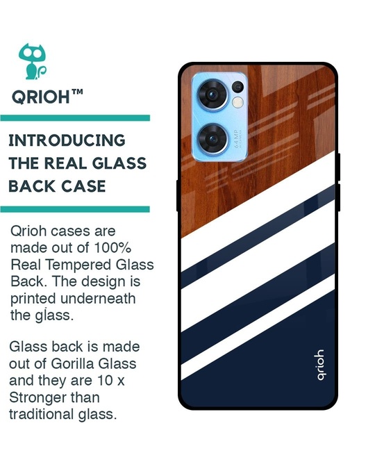 Shop Bold Stripes Printed Premium Glass Cover for Oppo Reno 7 5G (Shock Proof, Lightweight)-Back