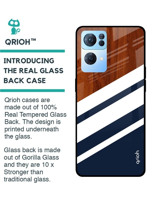 Shop Bold Stripes Printed Premium Glass Cover for Oppo Reno 7 Pro 5G (Shock Proof, Lightweight)-Back