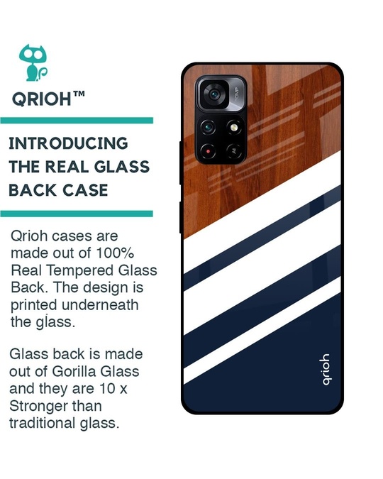 Shop Bold Stripes Printed Premium Glass Cover for Poco M4 Pro 5G (Shock Proof, Lightweight)-Back