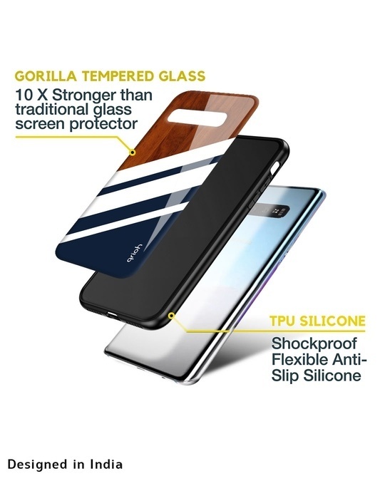 Shop Bold Stripes Printed Premium Glass Cover for Samsung Galaxy A73 5G (Shockproof, Light Weight)-Design