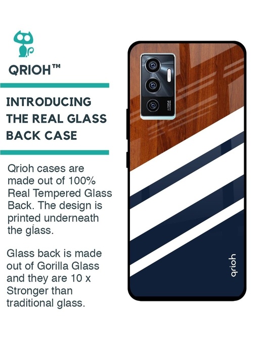 Shop Bold Stripes Printed Premium Glass Cover for Vivo V23e 5G (Shockproof, Light Weight)-Back