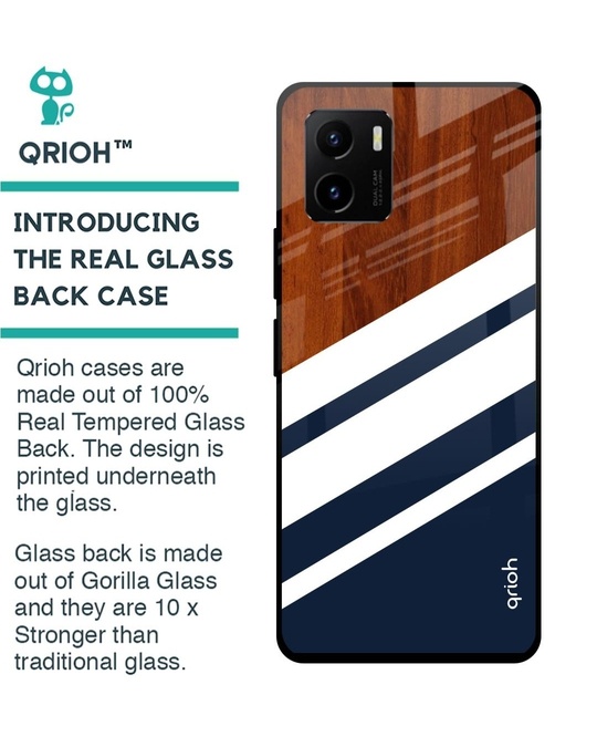 Shop Bold Stripes Printed Premium Glass Cover for Vivo Y15s (Shockproof, Light Weight)-Back