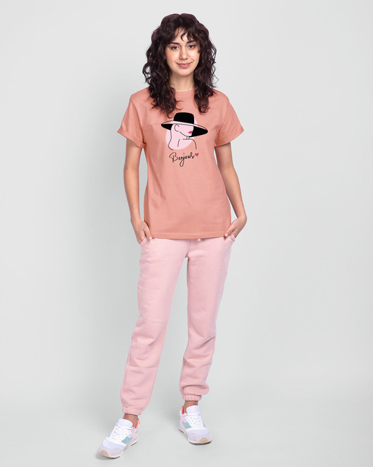 Shop Bonjour Heart Boyfriend T-Shirt Misty Pink-Design