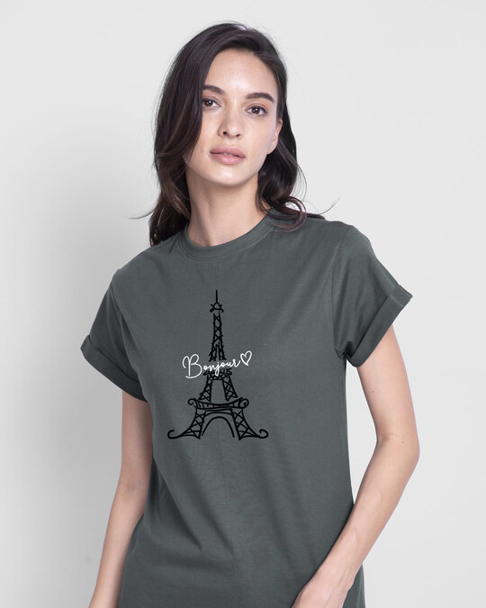 Shop Bonjour Paris   Boyfriend T-Shirt Nimbus Grey-Front