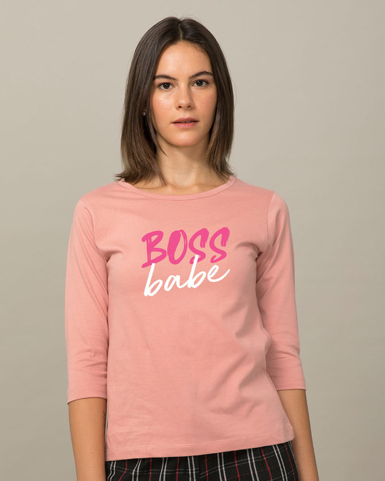Shop Boss Babe Round Neck 3/4th Sleeve T-Shirt-Front