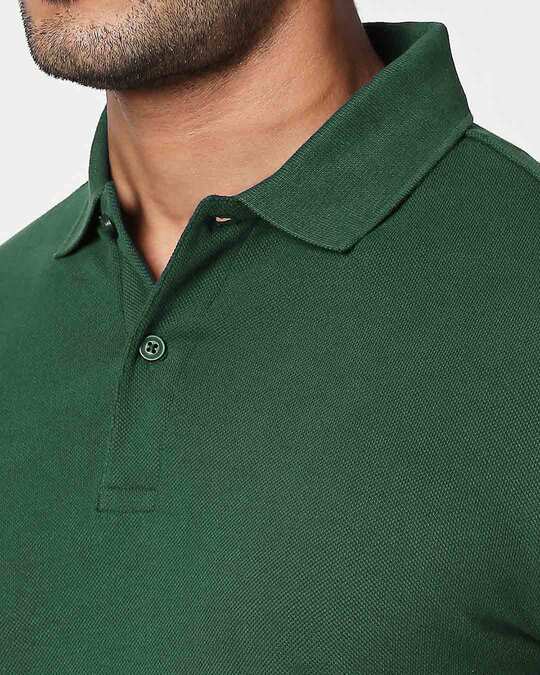 Buy Bottle Green Classic Polo Plain Men's Plain Pique Polo For Men ...