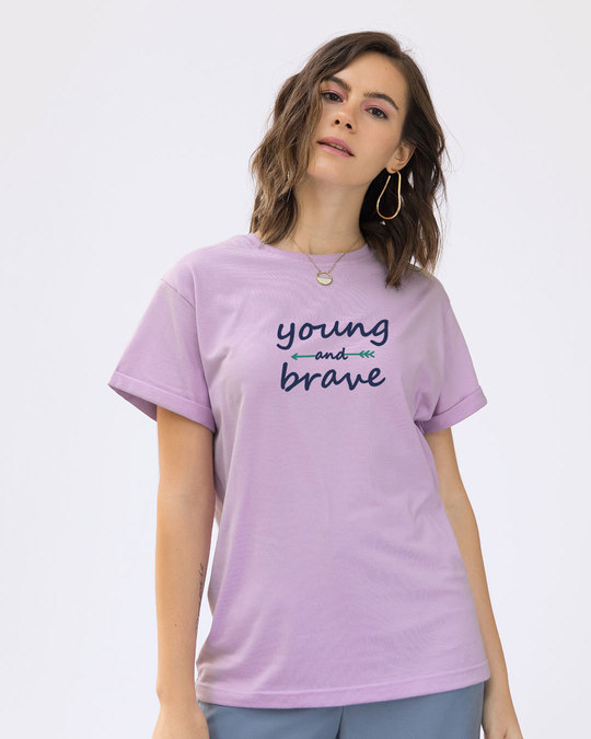 Shop Brave And Young Boyfriend T-Shirt-Front