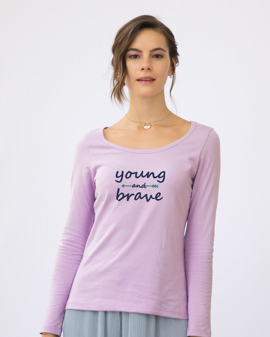 Shop Brave And Young Scoop Neck Full Sleeve T-Shirt-Front