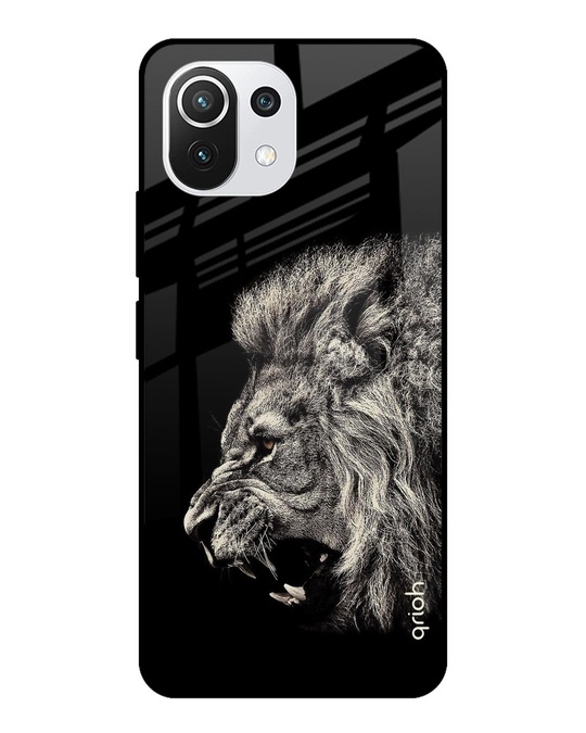 Shop Brave Lion Printed Premium Glass Cover For Mi 11 Lite NE 5G (Shockproof, Light Weight)-Front