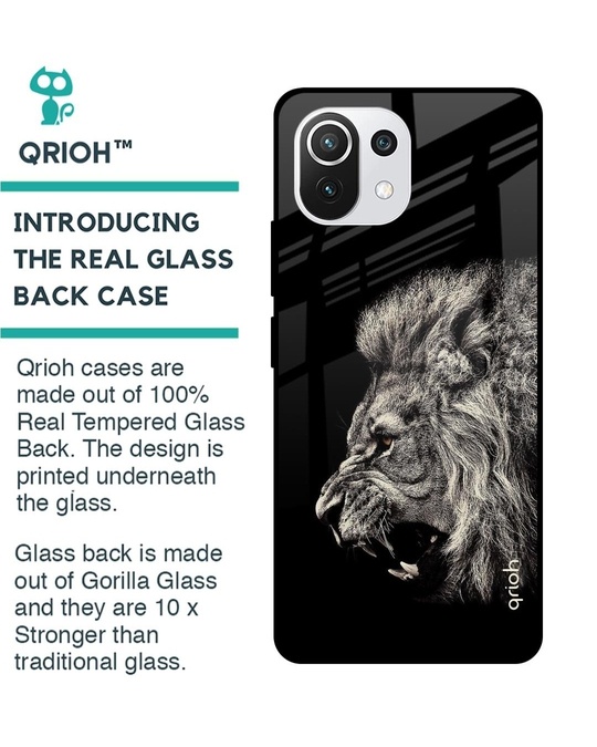 Shop Brave Lion Printed Premium Glass Cover For Mi 11 Lite NE 5G (Shockproof, Light Weight)-Back