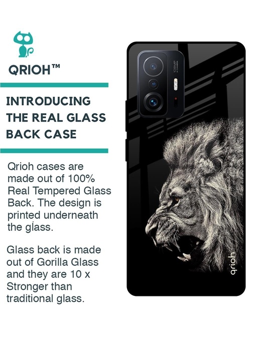 Shop Brave Lion Printed Premium Glass Cover for Mi 11T Pro 5G (Shock Proof, Lightweight)-Back