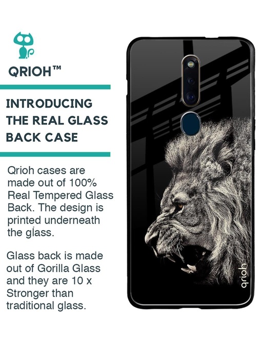 Shop Brave Lion Printed Premium Glass Cover for Oppo F11 Pro (Shock Proof, Lightweight)-Back
