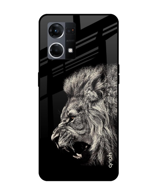 Shop Brave Lion Printed Premium Glass Cover for OPPO F21 Pro (Shockproof, Light Weight)-Front