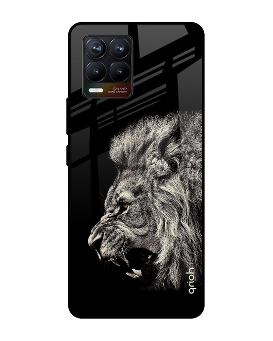 Shop Brave Lion Printed Premium Glass Cover for Realme 8 Pro (Shock Proof, Lightweight)-Front