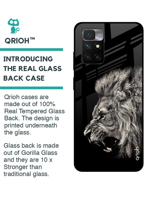 Shop Brave Lion Printed Premium Glass Cover for Redmi 10 Prime (Shock Proof, Lightweight)-Back