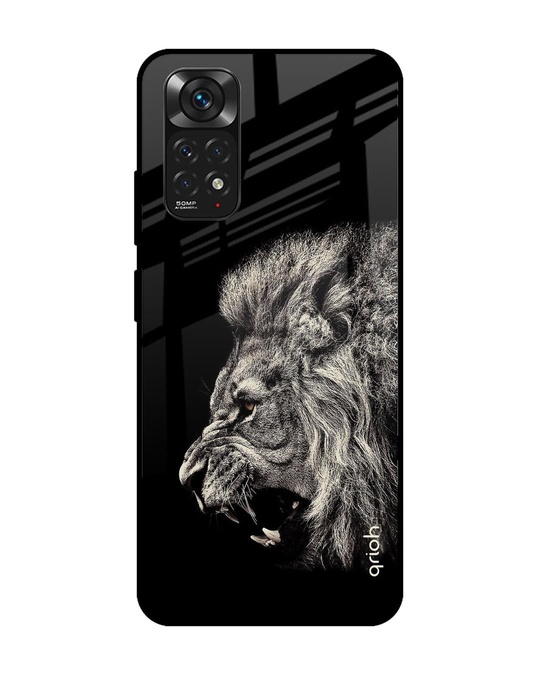 Shop Brave Lion Printed Premium Glass Cover for Redmi Note 11 (Shock Proof, Lightweight)-Front