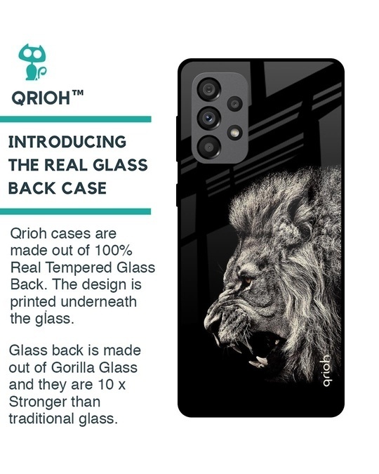 Shop Brave Lion Printed Premium Glass Cover for Samsung Galaxy A73 5G (Shockproof, Light Weight)-Back