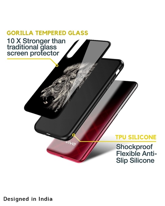 Shop Brave Lion Printed Premium Glass Cover for Vivo Y75 5G (Shock Proof, Lightweight)-Design
