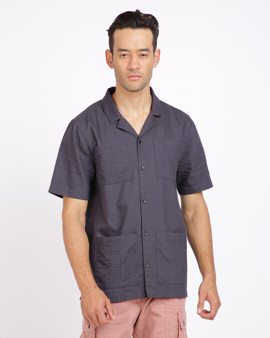 Shop Men's Dark Grey Regular Fit Shirt-Front