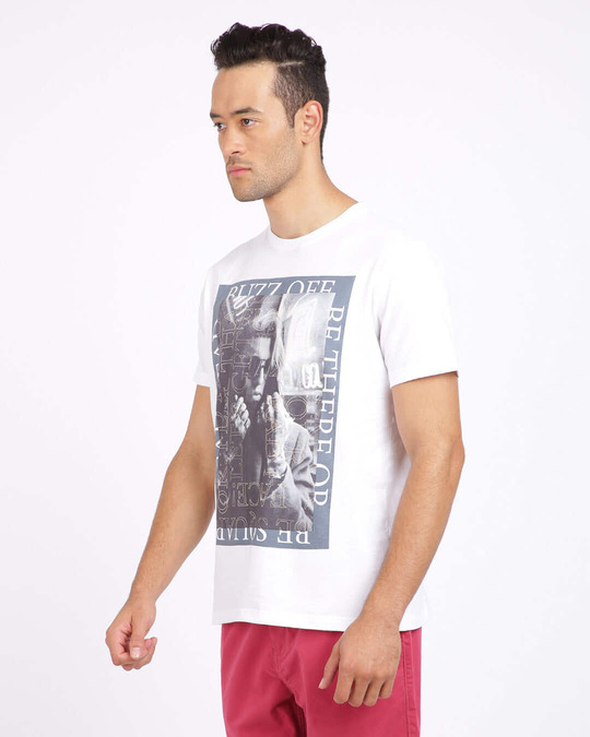 Shop Men's White Graphic Print Round Neck T-shirt-Back