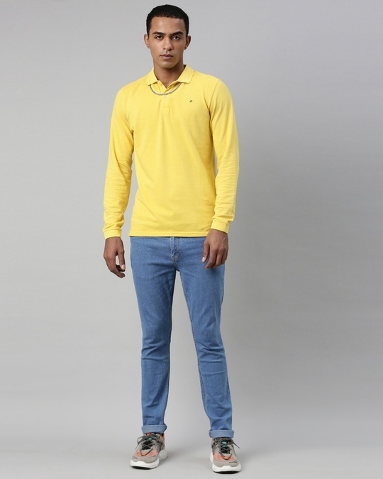 Shop Men's Mustard Yellow Polo  T Shirt