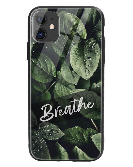 Shop Breathe Green iPhone 11 Glass Mobile Cover-Front