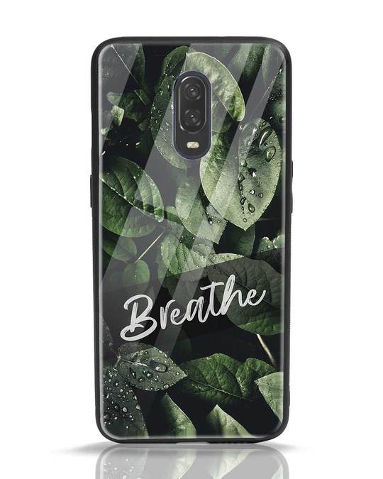 Shop Breathe Green OnePlus 6T Glass Mobile Cover-Front