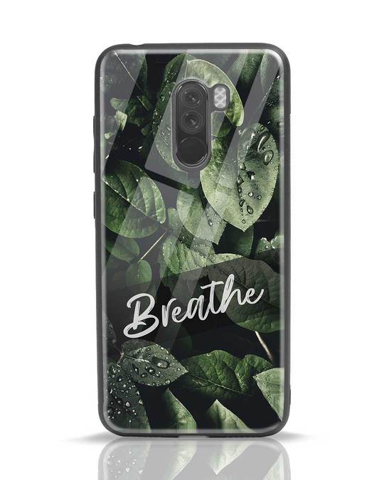 Shop Breathe Green Xiaomi POCO F1 Glass Mobile Cover-Front