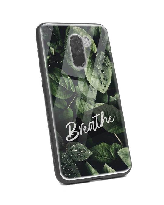 Shop Breathe Green Xiaomi POCO F1 Glass Mobile Cover-Back