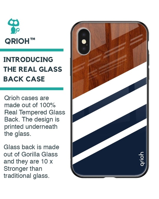 Shop Bold Stripes Printed Premium Glass Cover for iPhone X(Shock Proof, Lightweight)-Back