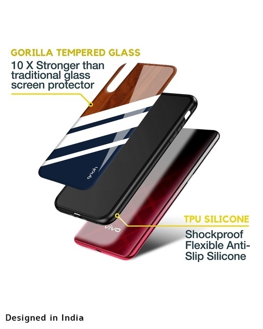 Shop Bold Stripes Printed Premium Glass Cover for Vivo V15 Pro (Shock Proof, Lightweight)-Full