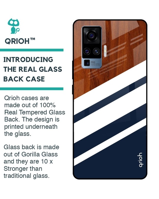Shop Bold Stripes Printed Premium Glass Cover for Vivo X50 Pro (Shock Proof, Lightweight)-Back