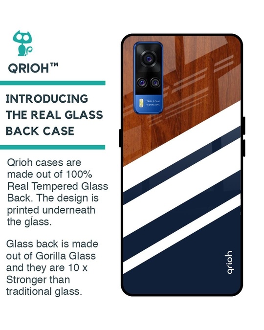 Shop Bold Stripes Printed Premium Glass Cover for Vivo Y51 2020 (Shock Proof, Lightweight)-Back