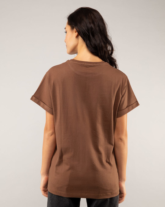 Buy Brown Plain Half Sleeve Boyfriend TShirt For Women Online India
