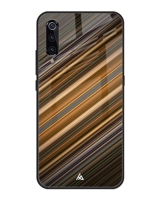 Brown Diagonal Slash Pattern Printed Glass Back Case